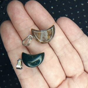 2 Moon Indian Agate Pendants #4